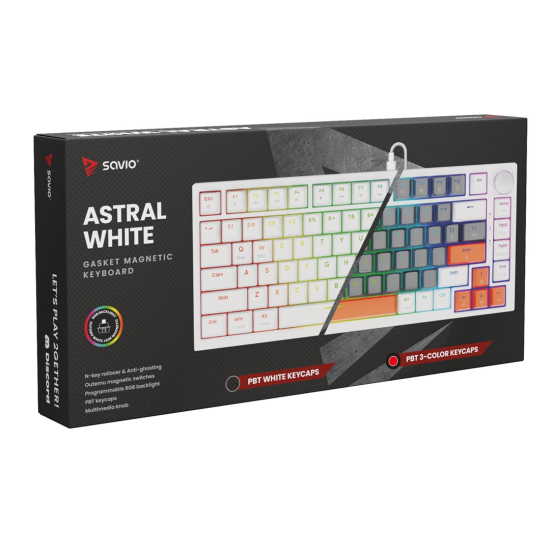 KLAWIATURA MAGNETYCZNA ASTRAL WHITE OUTEMU WHITE JADE RGB 3 KOLOR